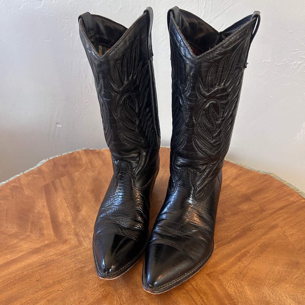 Tony Lama Women’s Black Leather Western Cowboy Boots
